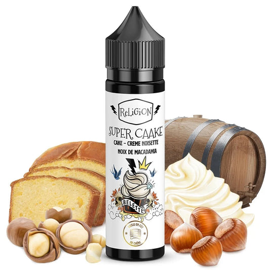 SUPER CAAKE RELIGION JUICE Cake - Crème - Noisette - Noix de macadamia - Vieilli en fût de chêne 50ML 0MG