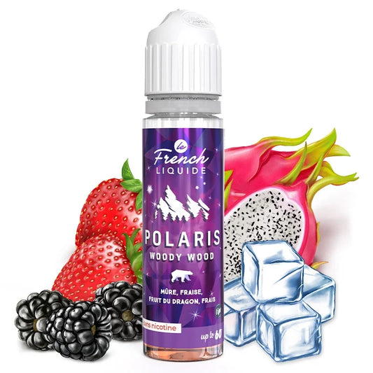 Woody Wood Polaris Le French Liquide Mûre - Fraise - Fruit du dragon - Frais 50ML 0MG